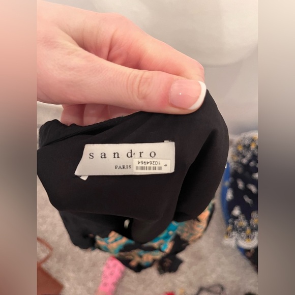 Sandro Paris Floral Black Wrap Dress Size 12 (40 UK) - Picture 4 of 4
